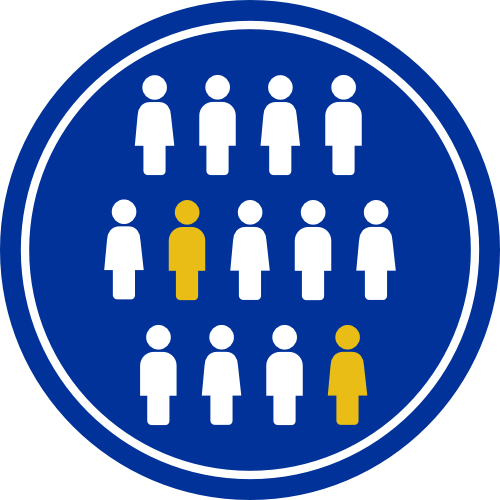 icon: yellow carriers in white population, blue background